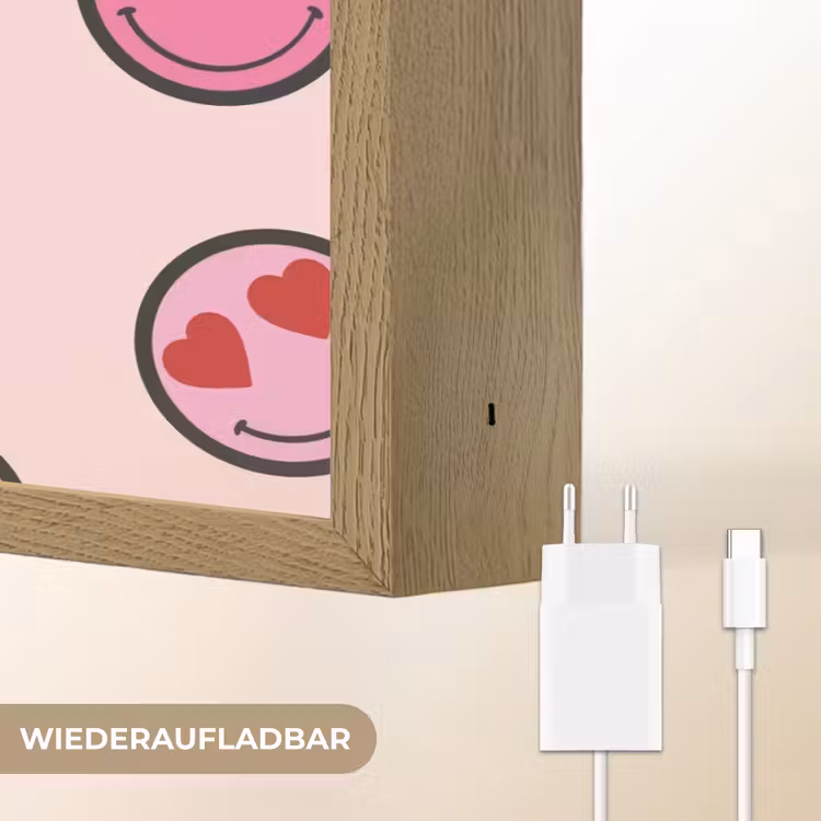 Smileys - Hartjes - Roze Light Box met batterij (Wandlamp kind) middel -USP_websiteoplaadbaarDE