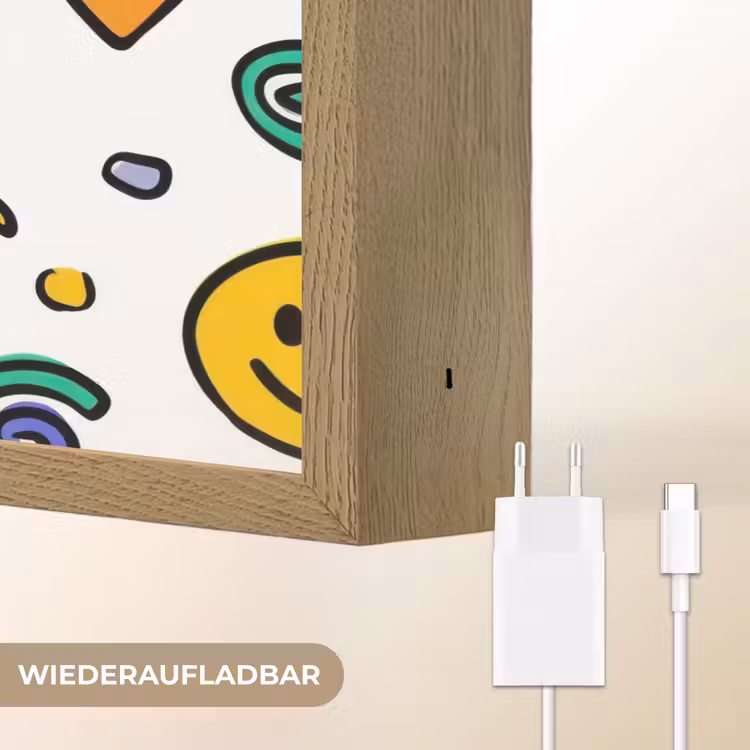 Smileys - Pictogrammen - Kleurrijk Light Box met batterij (Wandlamp kind) middel -USP_websiteoplaadbaarDE
