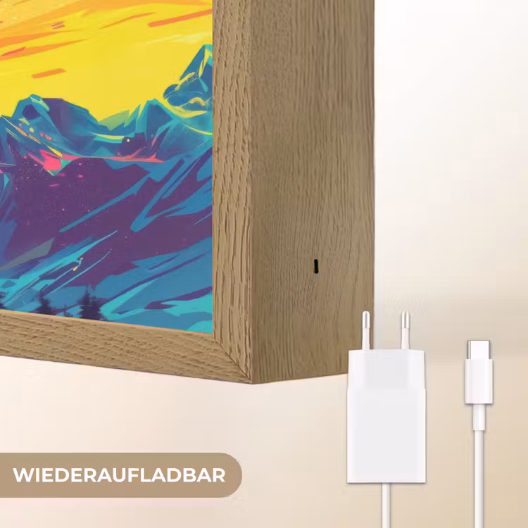 Snowboarden - Sneeuw - Kleurrijk Light Box met batterij (Wandlamp kind) middel -USP_websiteoplaadbaarDE