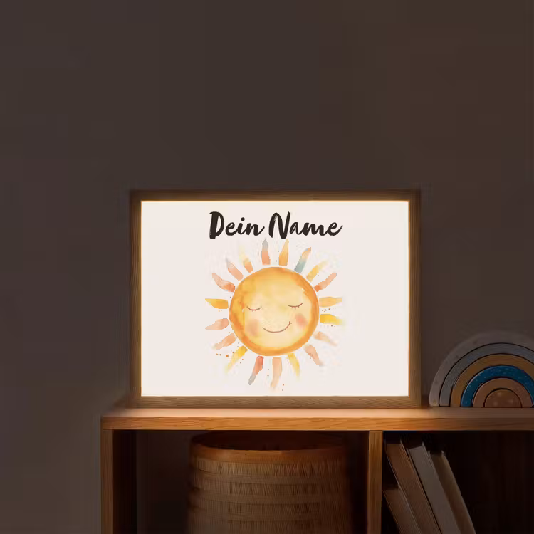 Zon - Watercolor - Geel Light Box met batterij (Wandlamp kind) middel -sfeer1_kind