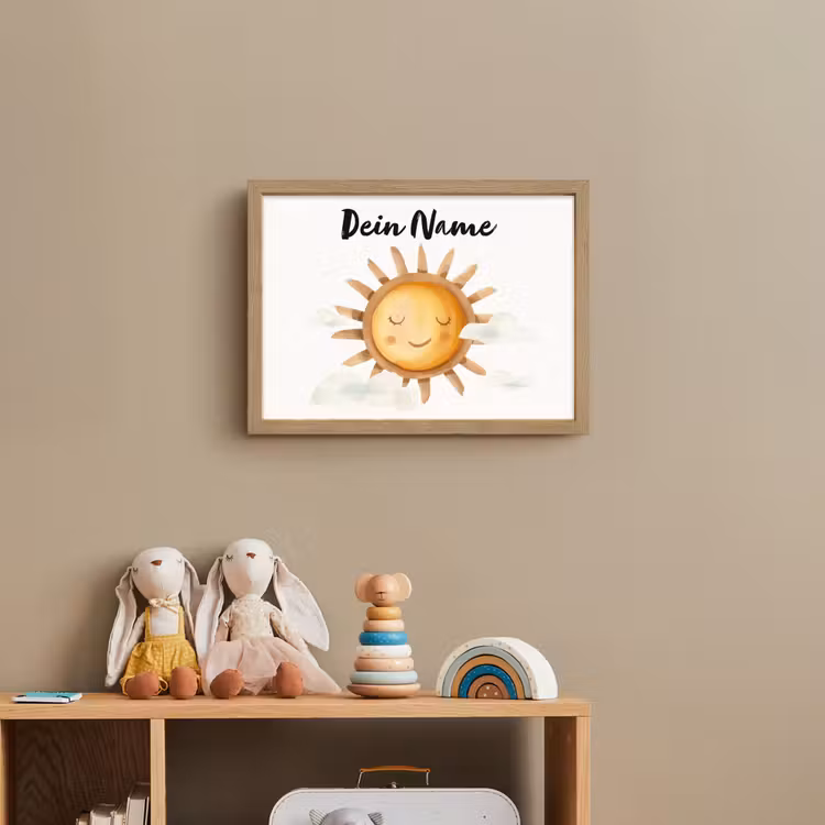 Zon - Wolken - Pastel kleuren Light Box met batterij (Wandlamp kind) middel -sfeer2_kind