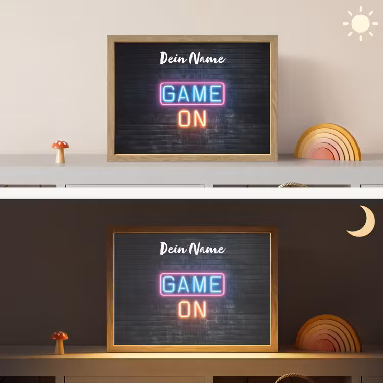 Game - Neon - Muur Light Box met batterij (Wandlamp kind) middel -sfeer3_kind