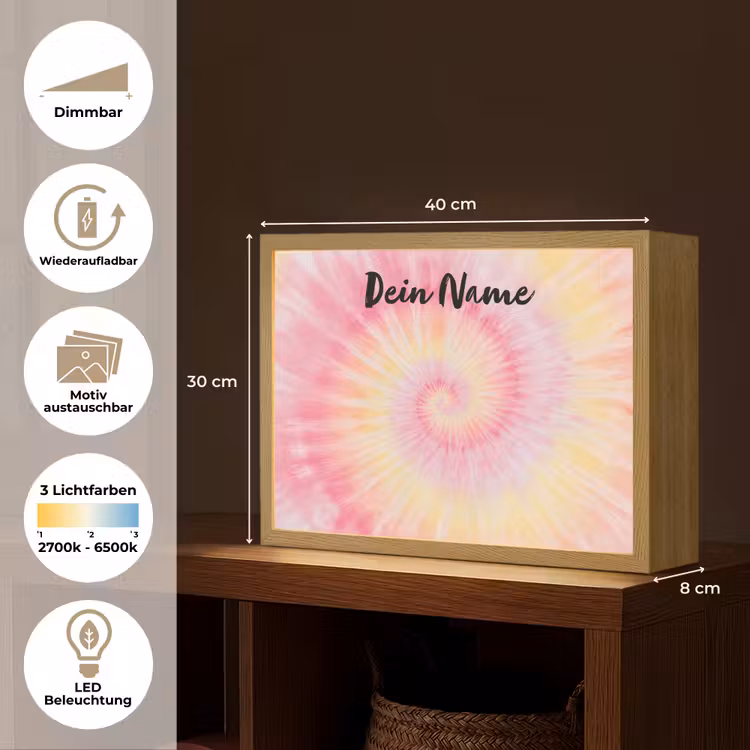 Spiraal - Pastel - Roze Light Box met batterij (Wandlamp kind) middel -USP_websiteoverzichtDE