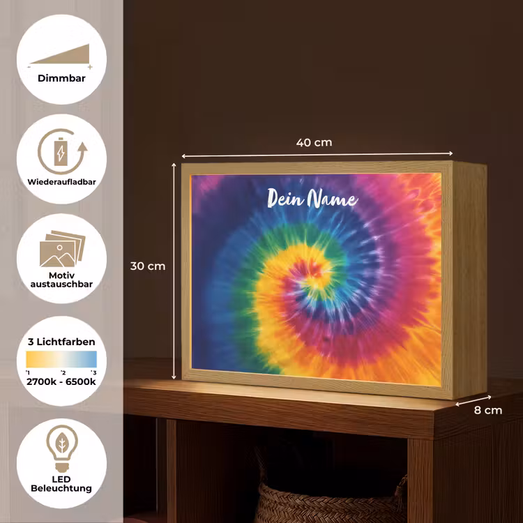Spiraal - Regenboog - Kleurrijk Light Box met batterij (Wandlamp kind) middel -USP_websiteoverzichtDE