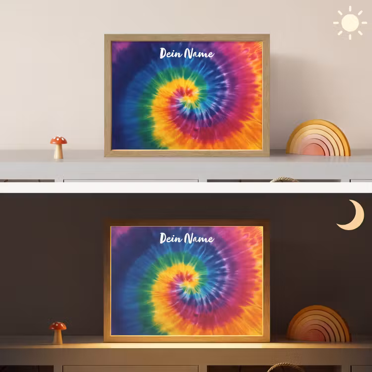 Spiraal - Regenboog - Kleurrijk Light Box met batterij (Wandlamp kind) middel -sfeer3_kind