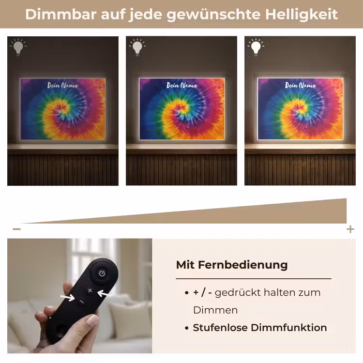 Spiraal - Regenboog - Kleurrijk Light Box met batterij (Wandlamp kind) middel -USP_dimbaarDE