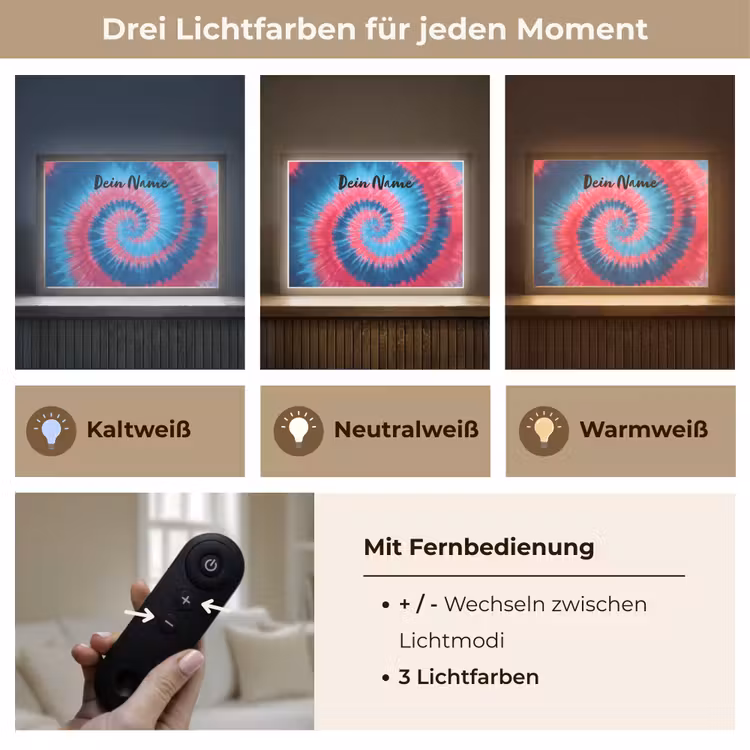 Spiraal - Roze - Blauw Light Box met batterij (Wandlamp kind) middel -USP_lichtkleurDE