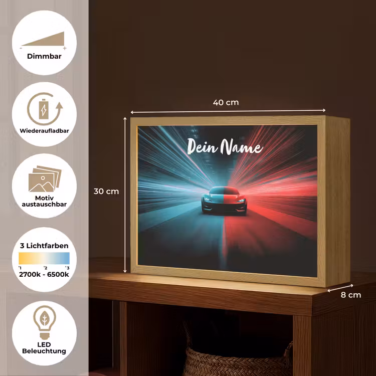 Sportauto - Blauw - Neon - Stad Light Box met batterij (Wandlamp kind) middel -USP_websiteoverzichtDE