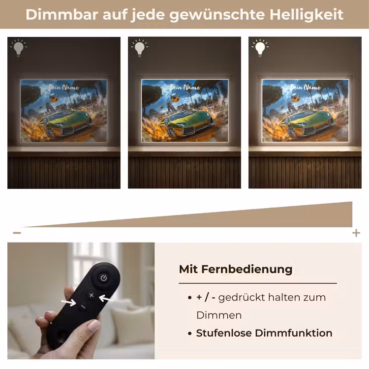 Sportwagen - Groen - Voetbal Light Box met batterij (Wandlamp kind) middel -USP_dimbaarDE