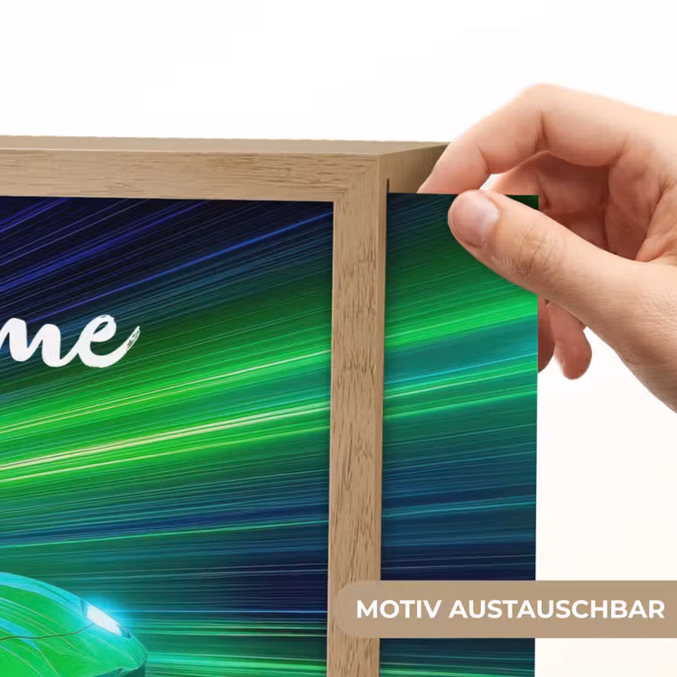 Sportauto - Groen - Snelheidslijnen - Neon Light Box met batterij (Wandlamp kind) middel -USP_websiteprintDE