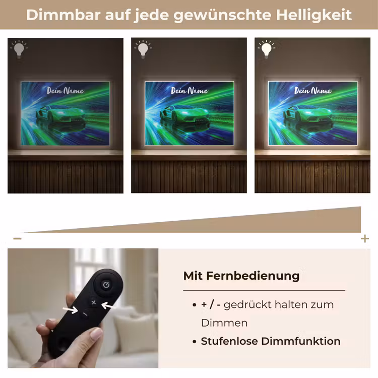 Sportauto - Groen - Snelheidslijnen - Neon Light Box met batterij (Wandlamp kind) middel -USP_dimbaarDE
