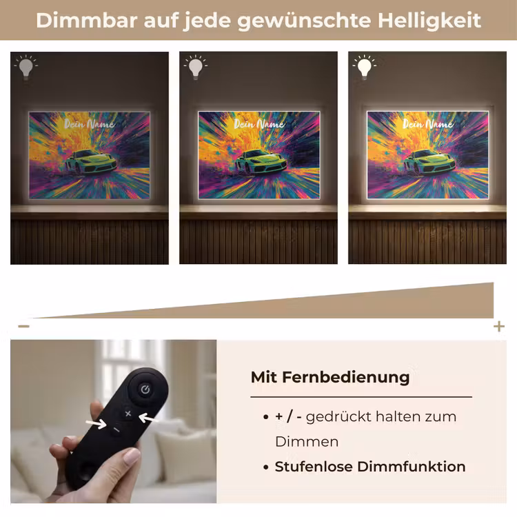 Sportauto - Groen - Verfstrepen - Kleuren Light Box met batterij (Wandlamp kind) middel -USP_dimbaarDE