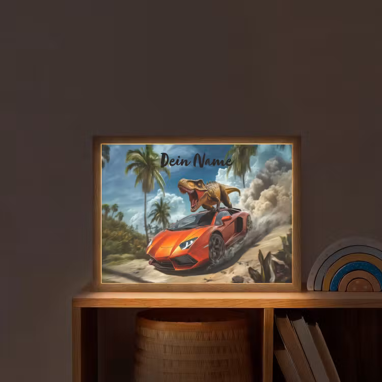 Sportauto - Rood - Dino Light Box met batterij (Wandlamp kind) middel -sfeer1_kind