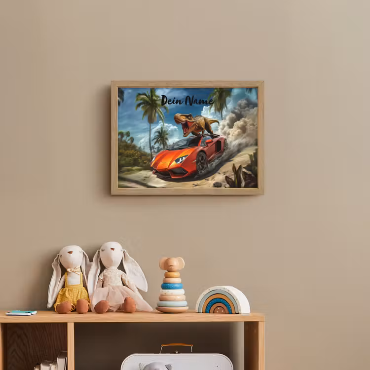Sportauto - Rood - Dino Light Box met batterij (Wandlamp kind) middel -sfeer2_kind