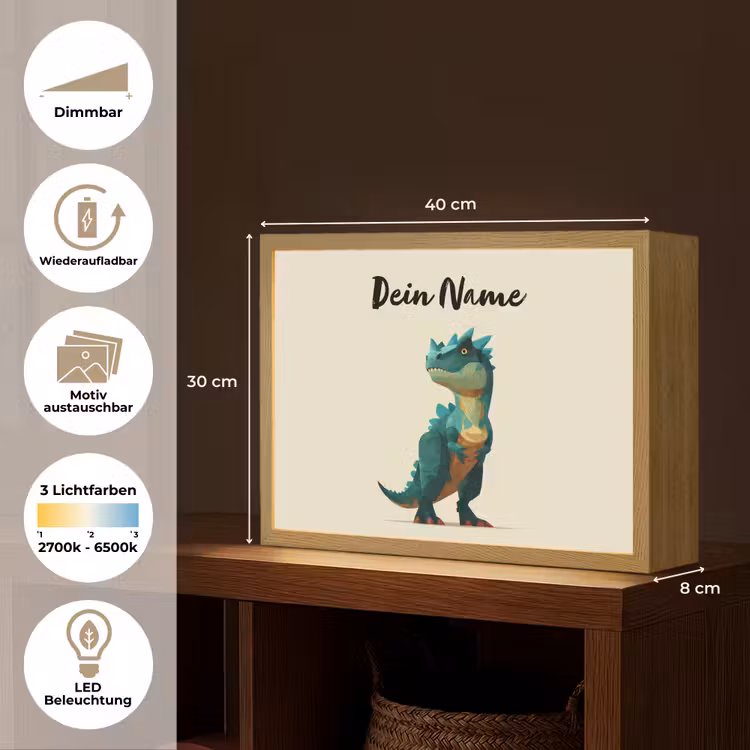 Stekels - Dino - Blauw - Gespierd Light Box met batterij (Wandlamp kind) middel -USP_websiteoverzichtDE