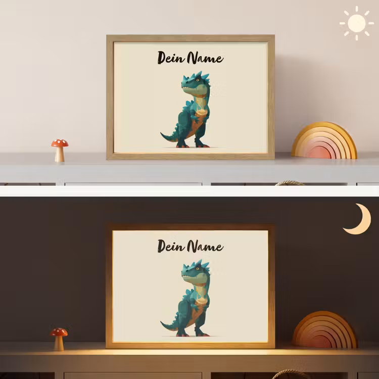 Stekels - Dino - Blauw - Gespierd Light Box met batterij (Wandlamp kind) middel -sfeer3_kind