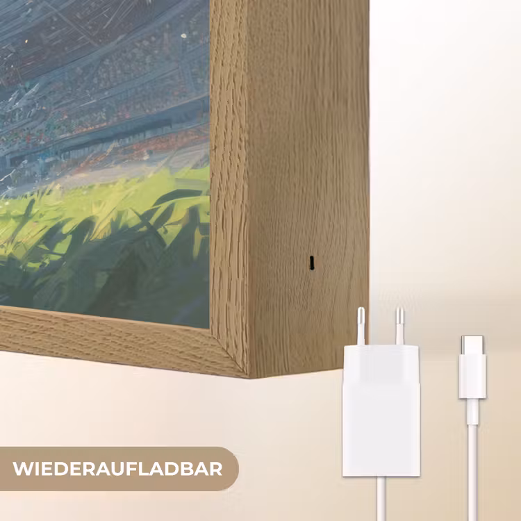 Stadion - Voetbal - Jongen Light Box met batterij (Wandlamp kind) middel -USP_websiteoplaadbaarDE