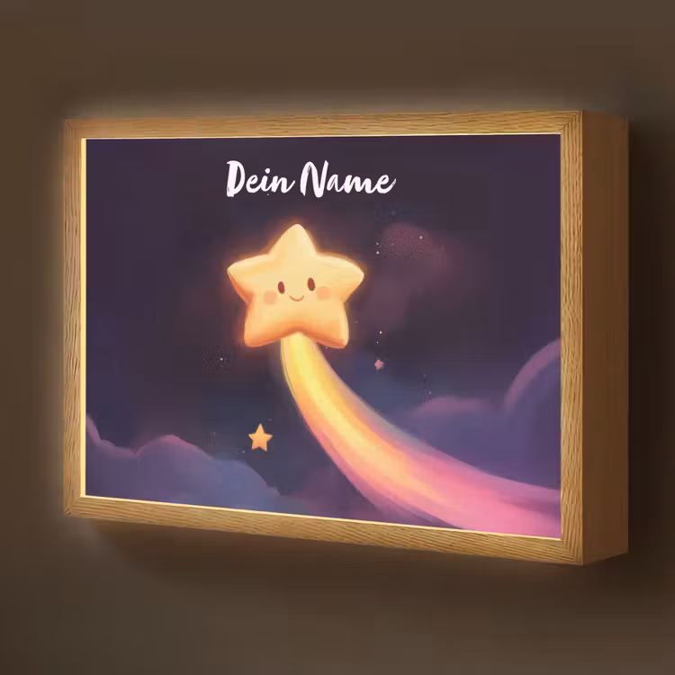 Ster - Gezichtje - Lichtgevend Light Box met batterij (Wandlamp kind) middel -z3d_website