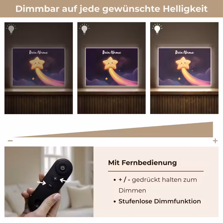 Ster - Gezichtje - Lichtgevend Light Box met batterij (Wandlamp kind) middel -USP_dimbaarDE