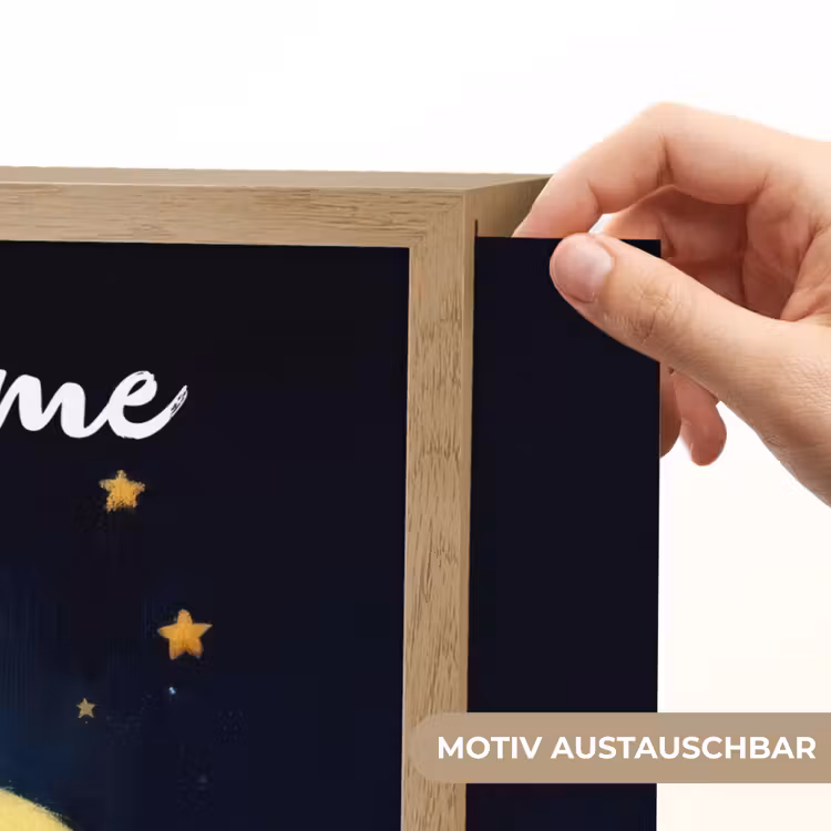 Ster - Gezichtje - Nacht - Wolken Light Box met batterij (Wandlamp kind) middel -USP_websiteprintDE