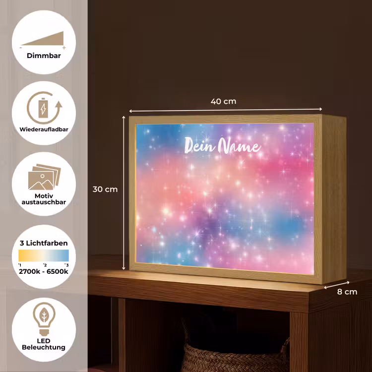 Sterren - Abstract - Kleuren Light Box met batterij (Wandlamp kind) middel -USP_websiteoverzichtDE