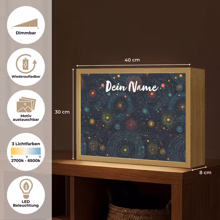 Sterren - Kleurrijk - Lichtgevende kernen Light Box met batterij (Wandlamp kind) middel -USP_websiteoverzichtDE