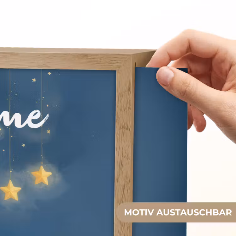 Sterren - Olifant - Maan - Wolken Light Box met batterij (Wandlamp kind) middel -USP_websiteprintDE