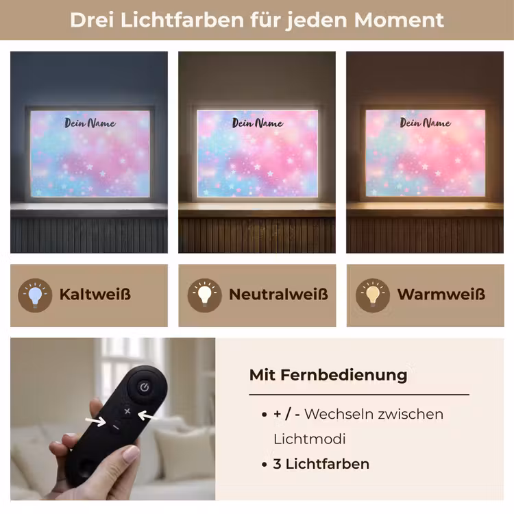 Sterren - Kleuren - Magie Light Box met batterij (Wandlamp kind) middel -USP_lichtkleurDE