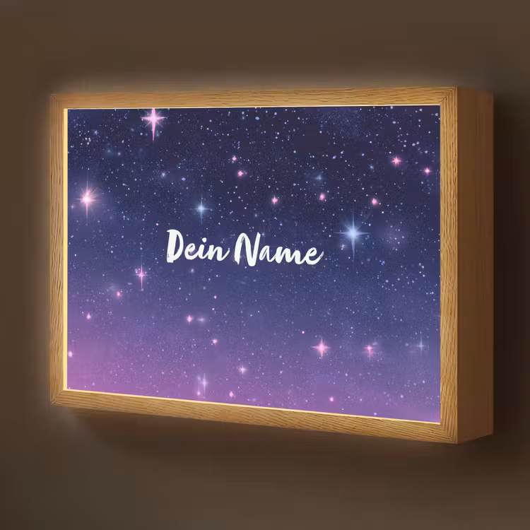 Sterren - Galaxy - Blauw - Roze Light Box met batterij (Wandlamp kind) middel -z3d_website