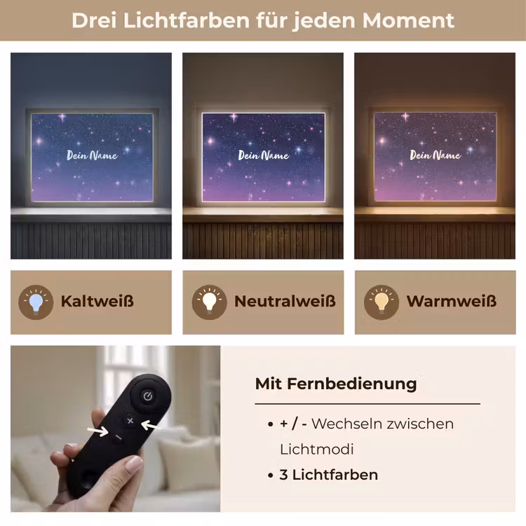 Sterren - Galaxy - Blauw - Roze Light Box met batterij (Wandlamp kind) middel -USP_lichtkleurDE