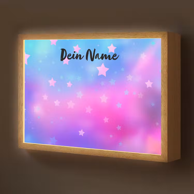 Sterren - Roze - Blauw Light Box met batterij (Wandlamp kind) middel -z3d_website
