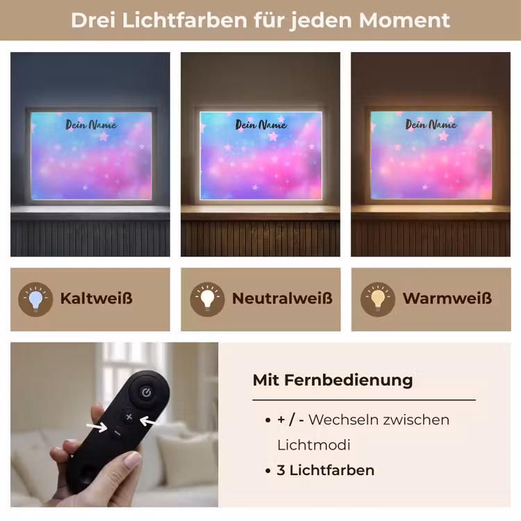 Sterren - Roze - Blauw Light Box met batterij (Wandlamp kind) middel -USP_lichtkleurDE