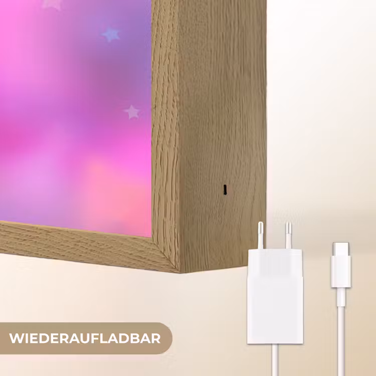 Sterren - Roze - Blauw Light Box met batterij (Wandlamp kind) middel -USP_websiteoplaadbaarDE