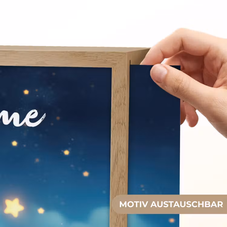 Knuffel - Monster - Maan - Wolken Light Box met batterij (Wandlamp kind) middel -USP_websiteprintDE