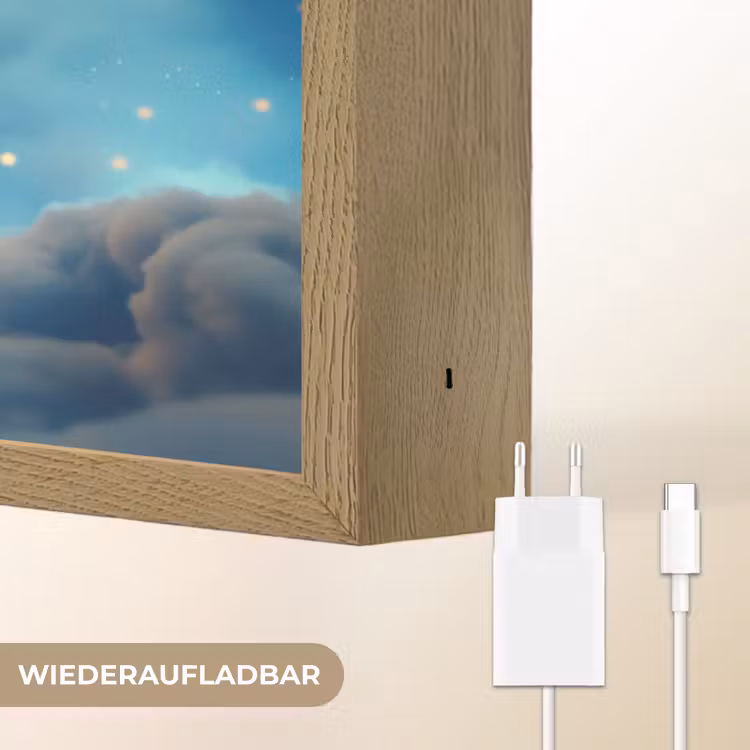 Knuffel - Monster - Maan - Wolken Light Box met batterij (Wandlamp kind) middel -USP_websiteoplaadbaarDE
