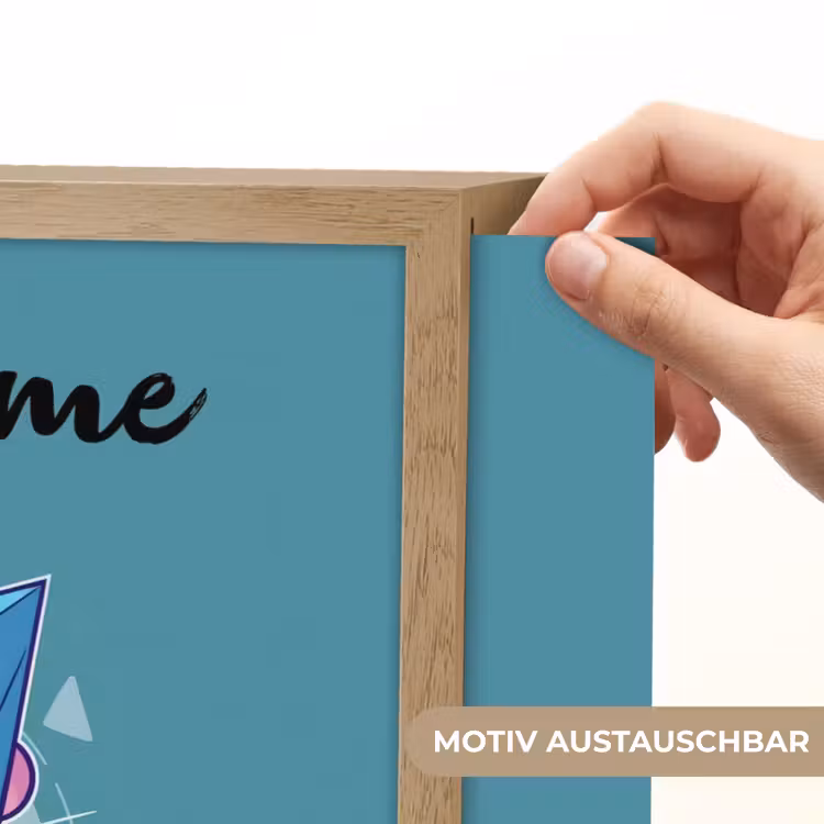 Superheld - Blauw - Jongens Light Box met batterij (Wandlamp kind) middel -USP_websiteprintDE