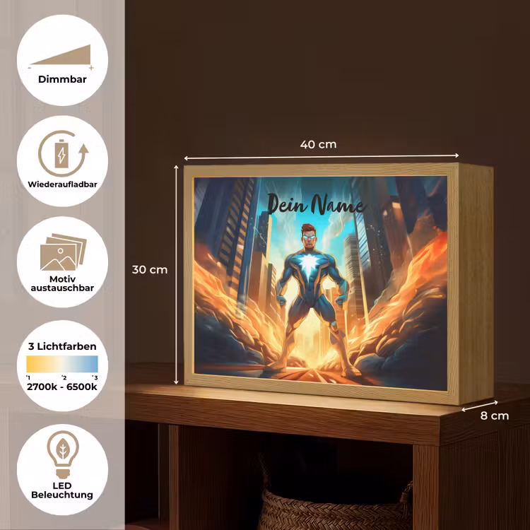 Superhelden - Kinderen - Jongens Light Box met batterij (Wandlamp kind) middel -USP_websiteoverzichtDE