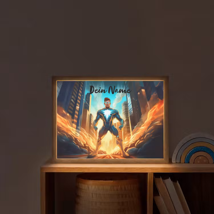 Superhelden - Kinderen - Jongens Light Box met batterij (Wandlamp kind) middel -sfeer1_kind