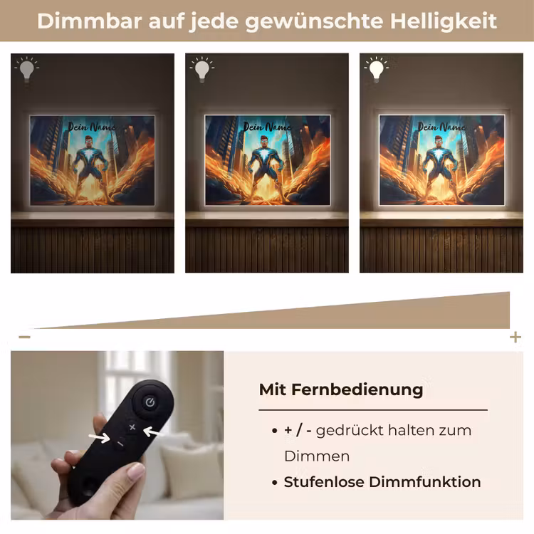 Superhelden - Kinderen - Jongens Light Box met batterij (Wandlamp kind) middel -USP_dimbaarDE