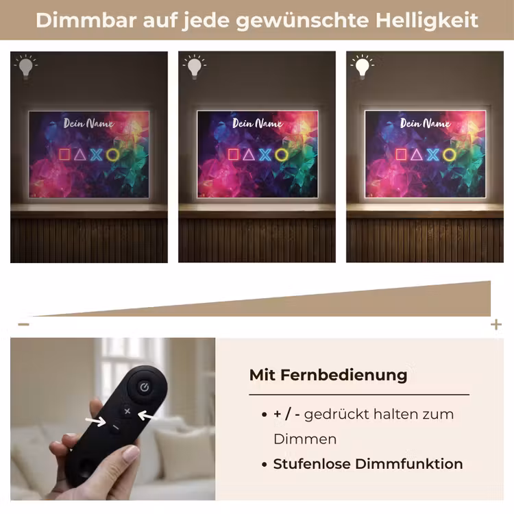 Symbolen - Game - Kleurrijk Light Box met batterij (Wandlamp kind) middel -USP_dimbaarDE