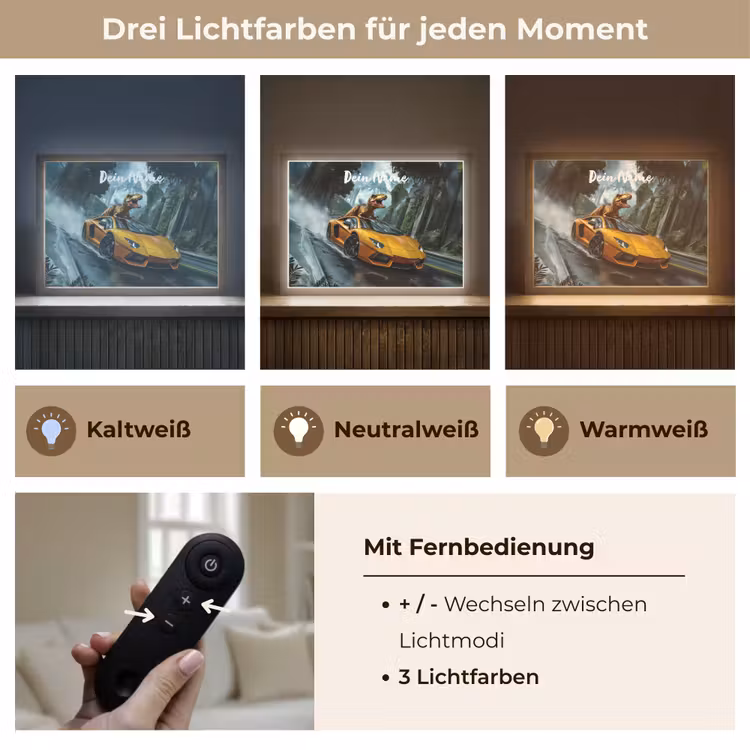 T-Rex - Auto - Regenwoud Light Box met batterij (Wandlamp kind) middel -USP_lichtkleurDE