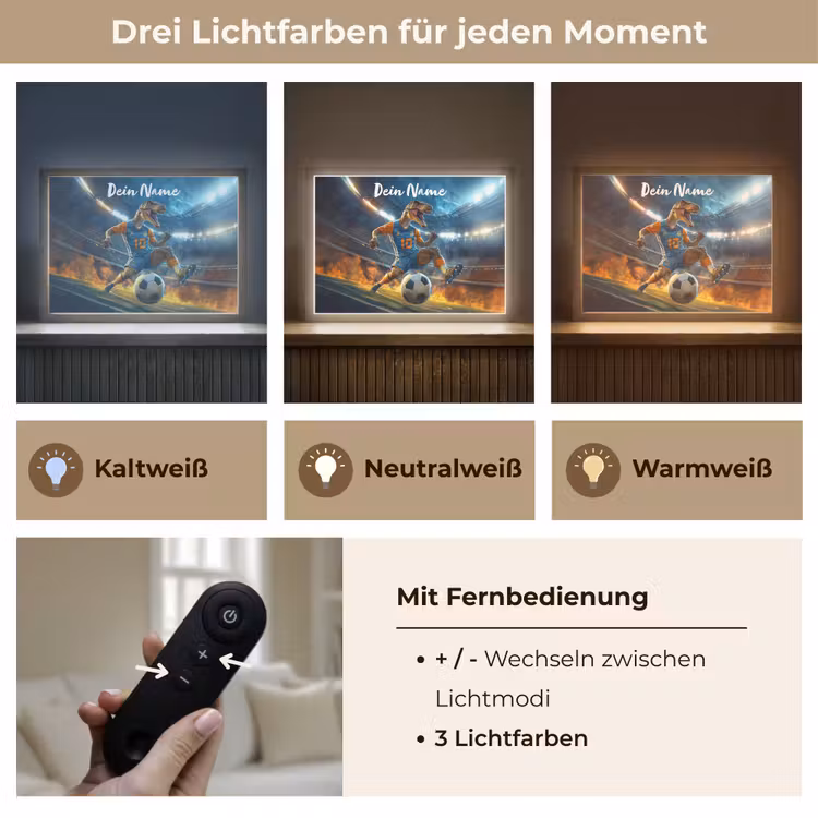 T-Rex - Voetbal - Stadion Light Box met batterij (Wandlamp kind) middel -USP_lichtkleurDE