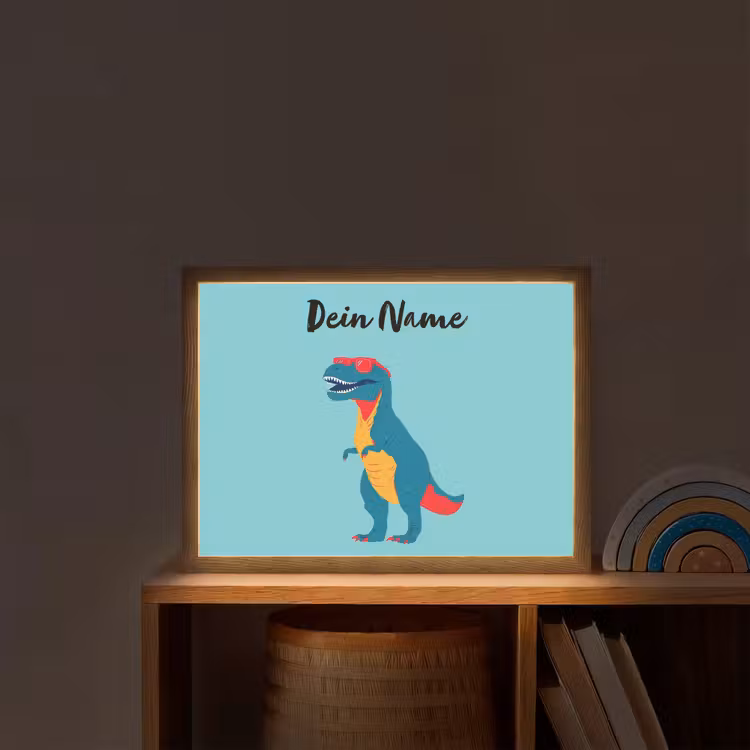 T-Rex - Zonnebril - Blauw - Glimlach Light Box met batterij (Wandlamp kind) middel -sfeer1_kind