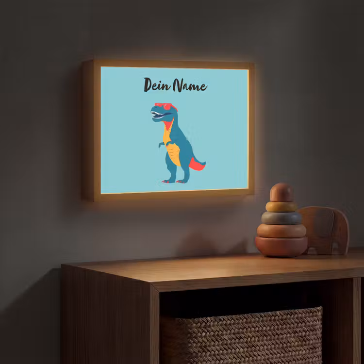 T-Rex - Zonnebril - Blauw - Glimlach Light Box met batterij (Wandlamp kind) middel -sfeer5_kind
