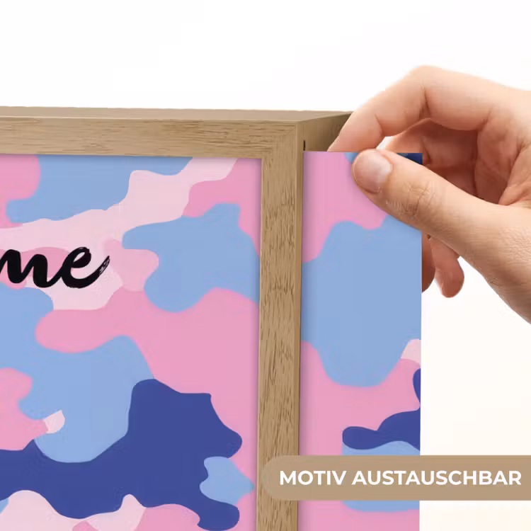 Camouflage - Roze - Blauw Light Box met batterij (Wandlamp kind) middel -USP_websiteprintDE