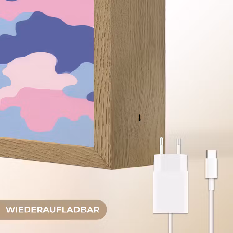 Camouflage - Roze - Blauw Light Box met batterij (Wandlamp kind) middel -USP_websiteoplaadbaarDE