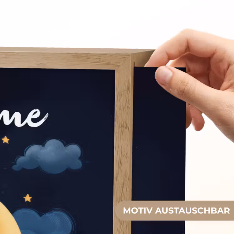Teddybeer - Maan - Wolken - Sterren Light Box met batterij (Wandlamp kind) middel -USP_websiteprintDE