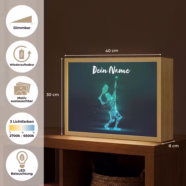 Tennis - Futuristisch - Sport - Neon Light Box met batterij (Wandlamp kind) middel -USP_websiteoverzichtDE