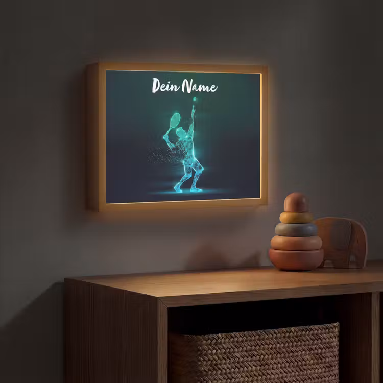 Tennis - Futuristisch - Sport - Neon Light Box met batterij (Wandlamp kind) middel -sfeer5_kind