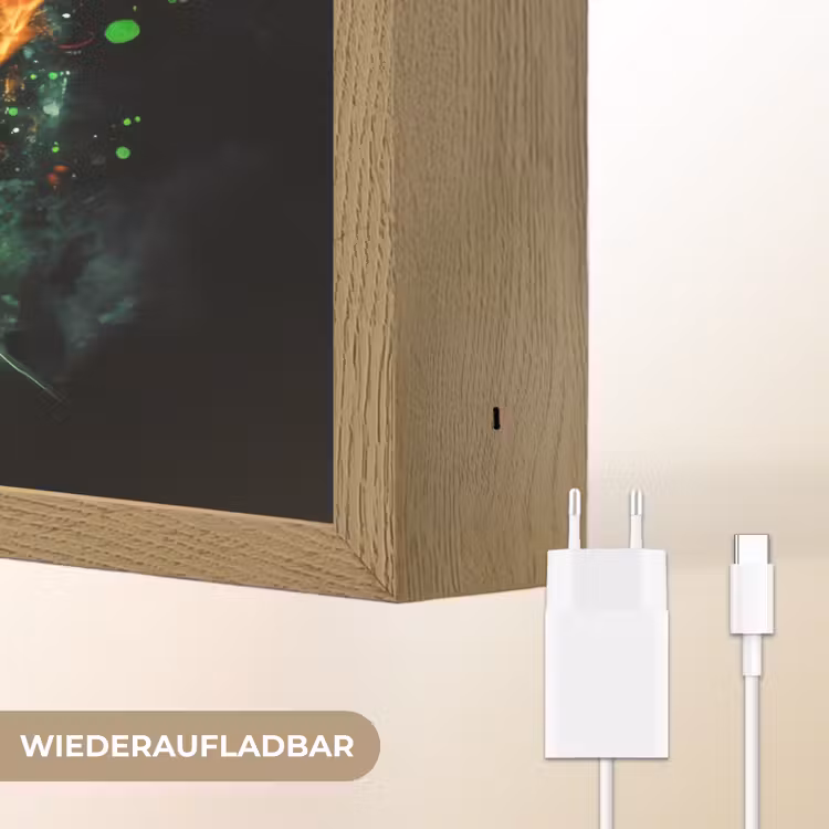 Tennis - Racket - Vuur - Groen Light Box met batterij (Wandlamp kind) middel -USP_websiteoplaadbaarDE